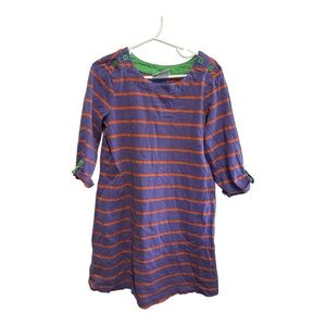 Hanna Andersson Purple and Orange Striped Dress with green button accents